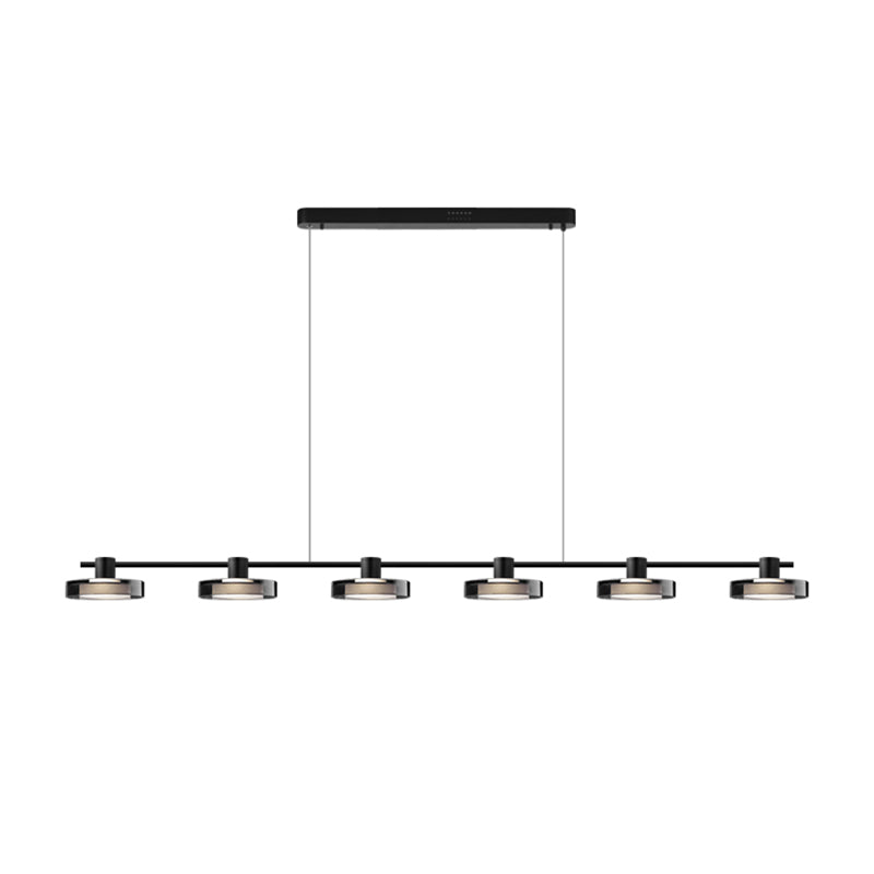 Metal and Glass Kitchen Island Lighting in Black Modern LED Ceiling Pendant