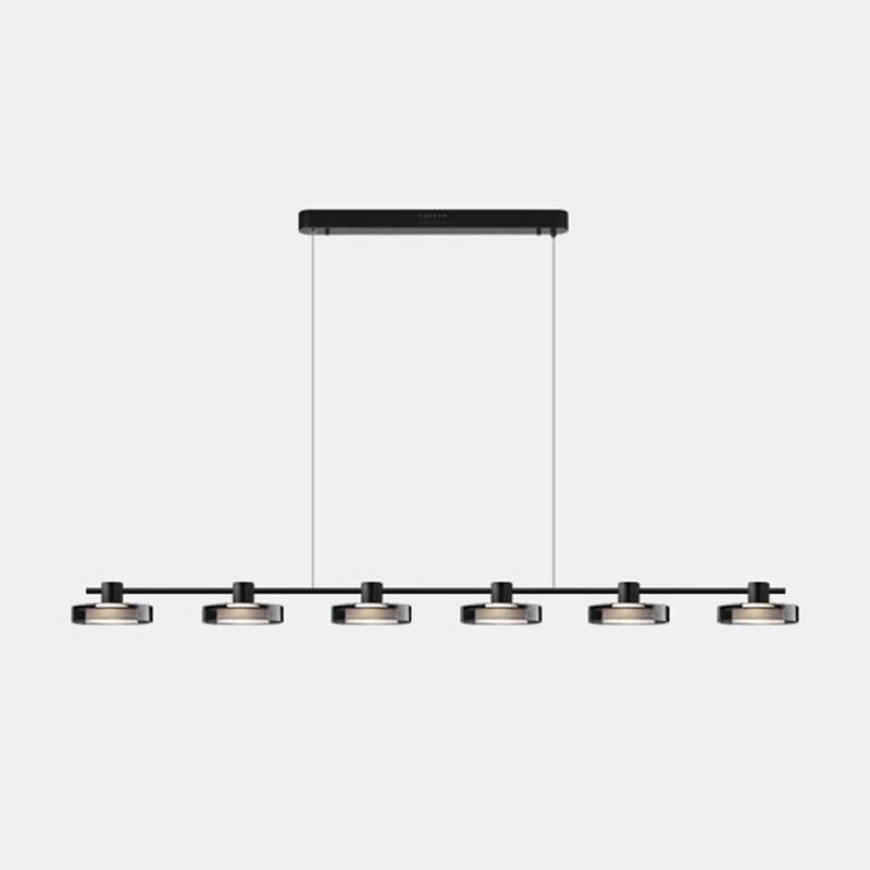 Metal and Glass Kitchen Island Lighting in Black Modern LED Ceiling Pendant