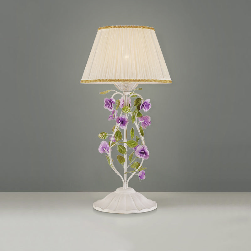 Lampada da comodino a 1 teaggio da comodino coreano in tessuto bianco in tessuto illuminazione da tavolo per camera da letto