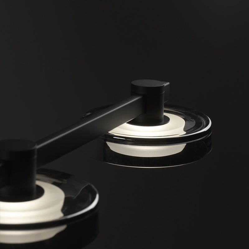 Metal and Glass Kitchen Island Lighting in Black Modern LED Ceiling Pendant