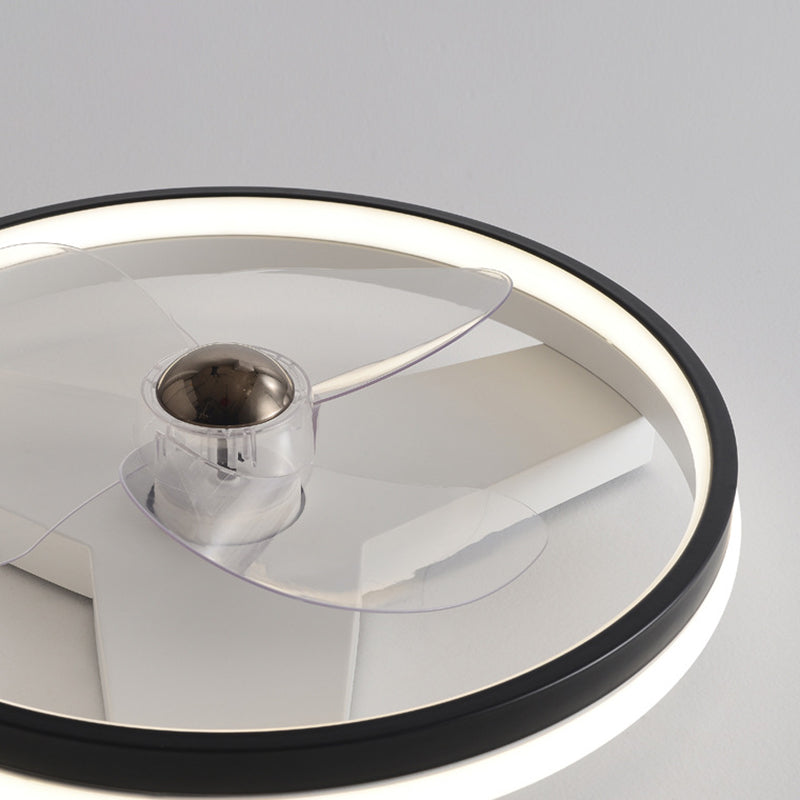 Modernism Single White/Black Ceiling Fan Lamp LED Ceiling Fan Light for Bedroom