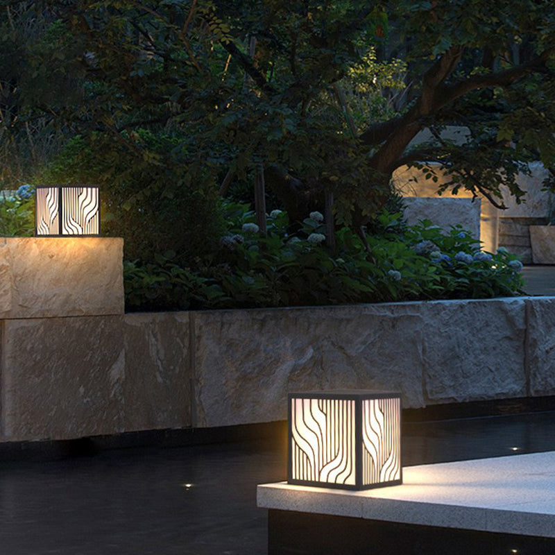 Black Waterproof Lights Outdoor Square Pillar Lamp for Garden