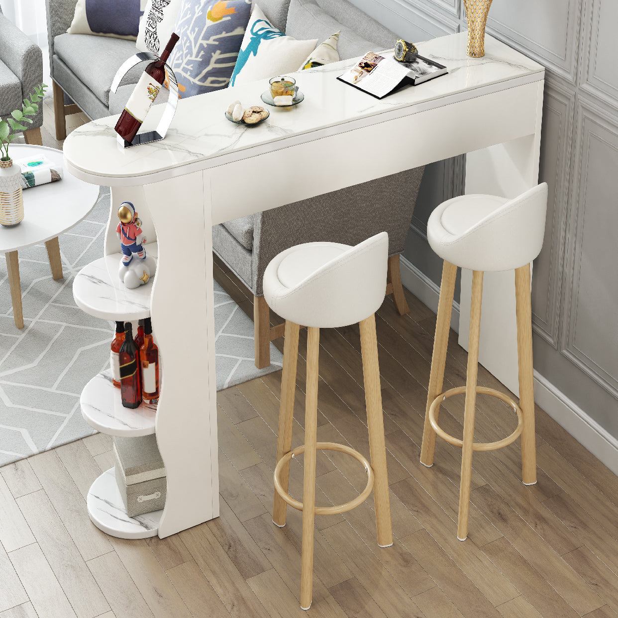 Glam Free Form Pub Table Set 1/2/3 Pieces Matte Finish Bar Set