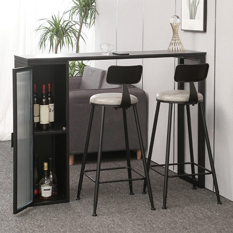 Double Pedestal Bar Table Set 1/3 Pcs Stone Top Bar Table and Upholstered Stools