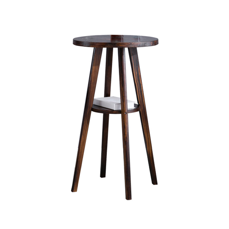 Round Modern Pub Table Set 1/3 Pcs Solid Wood Bar Table for Home