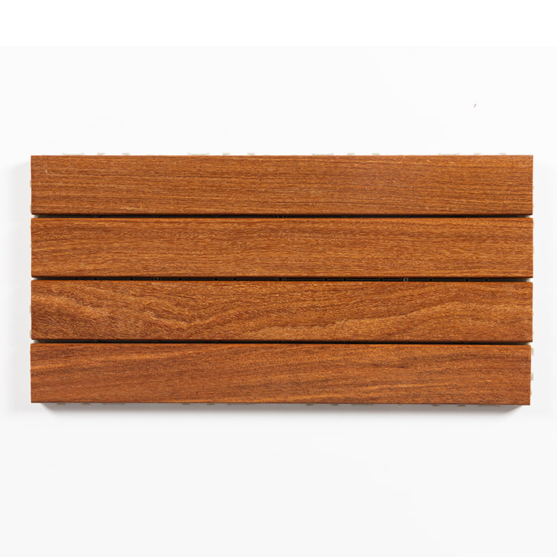 4-Slat Wood Patio Tiles Snap Fit Installation Floor Board Tiles