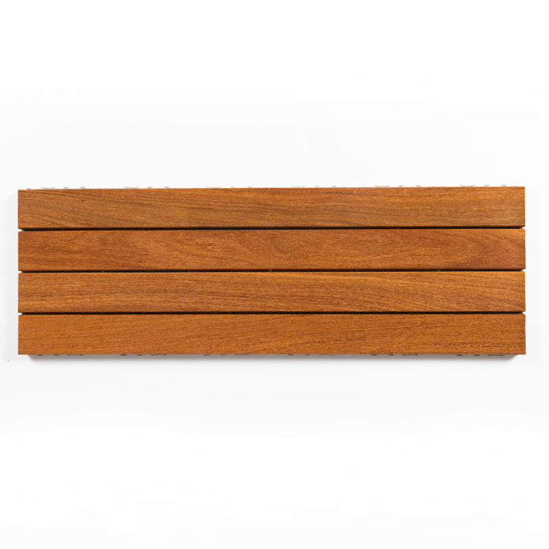 4-Slat Wood Patio Tiles Snap Fit Installation Floor Board Tiles