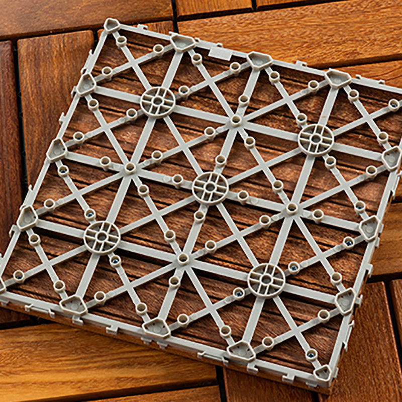 4-Slat Wood Patio Tiles Snap Fit Installation Floor Board Tiles