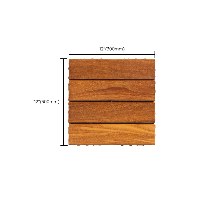 4-Slat Wood Patio Tiles Snap Fit Installation Floor Board Tiles