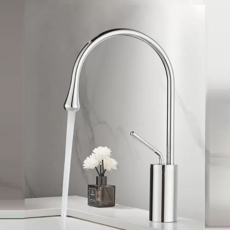 Luxury Circular Bathroom Sink Faucet with 1-Handle Brass Lavatory Faucet