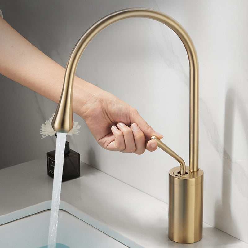 Luxury Circular Bathroom Sink Faucet with 1-Handle Brass Lavatory Faucet
