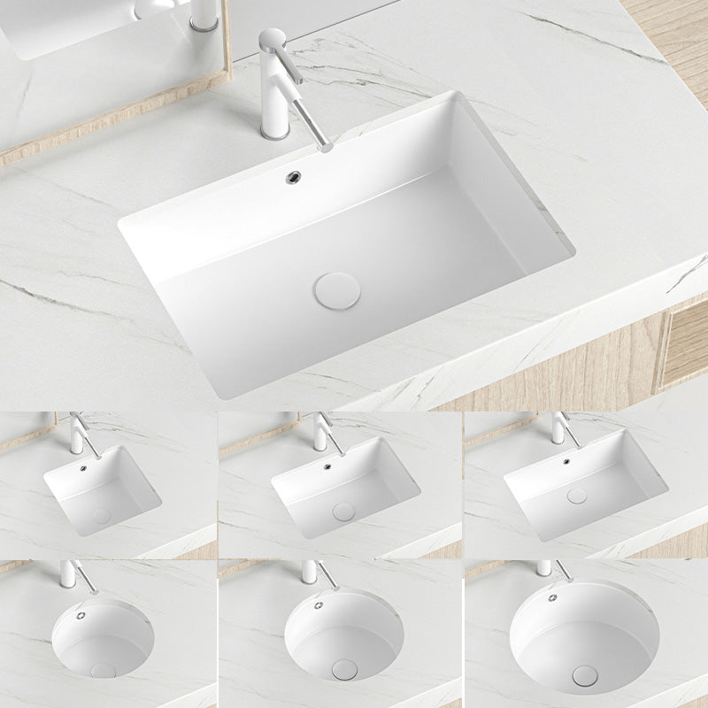 Modern Style Bathroom Sink Undermount Ceramic Bathroom Sink in White