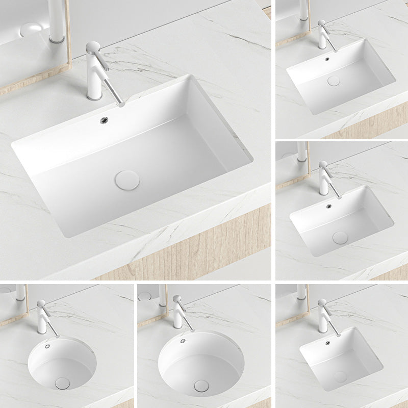 Modern Style Bathroom Sink Undermount Ceramic Bathroom Sink in White