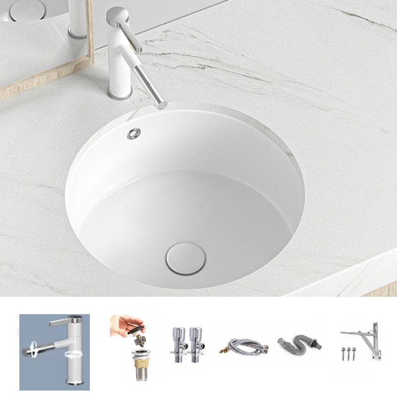 Modern Style Bathroom Sink Undermount Ceramic Bathroom Sink in White