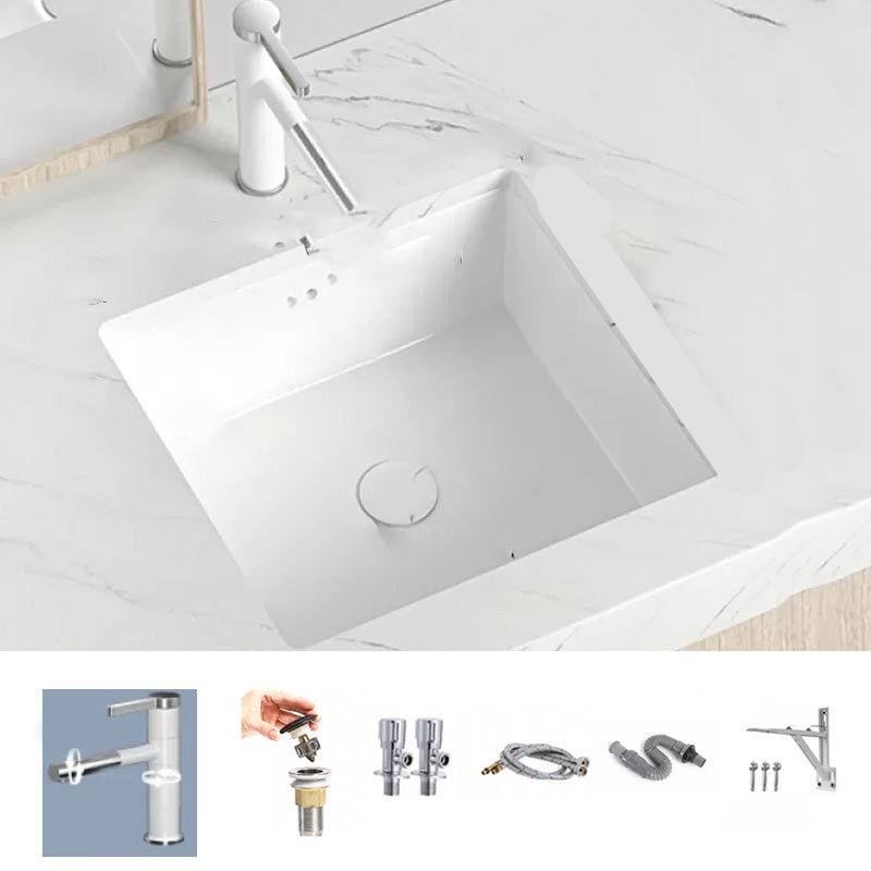 Modern Style Bathroom Sink Undermount Ceramic Bathroom Sink in White