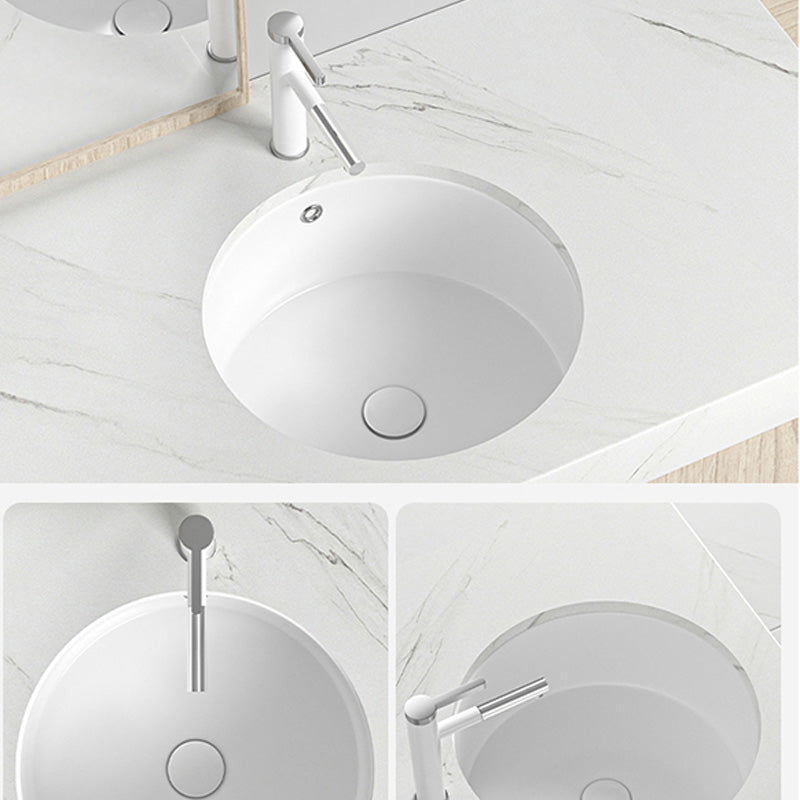Modern Style Bathroom Sink Undermount Ceramic Bathroom Sink in White