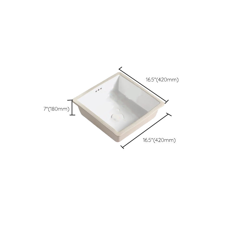 Modern Style Bathroom Sink Undermount Ceramic Bathroom Sink in White