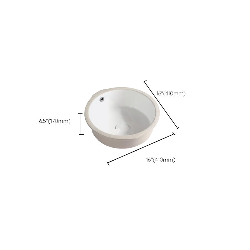 Modern Style Bathroom Sink Undermount Ceramic Bathroom Sink in White