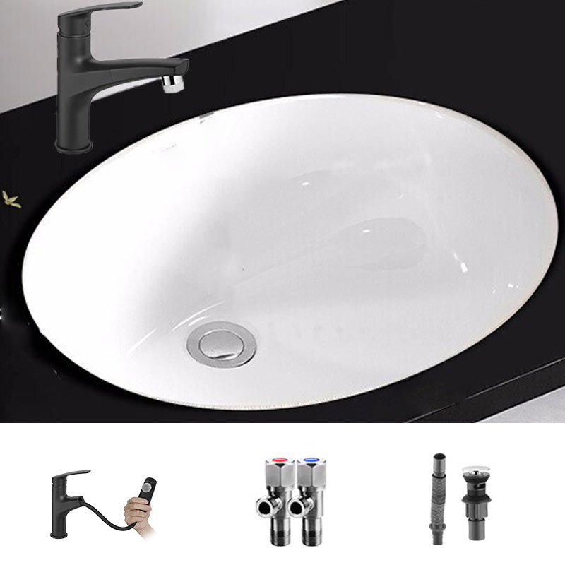 Modern Style Bathroom Sink Overflow Hole Design Oval Ceramic Bathroom Sink