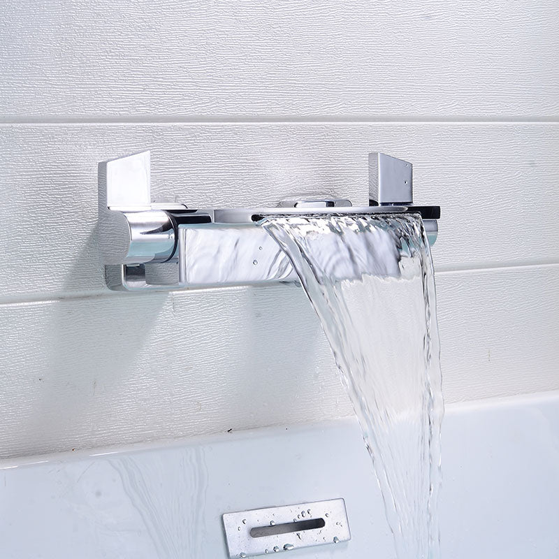 Contemporary Bathroom Faucet Wall Mounted Copper Low Arc Fixed Clawfoot Tub Faucets