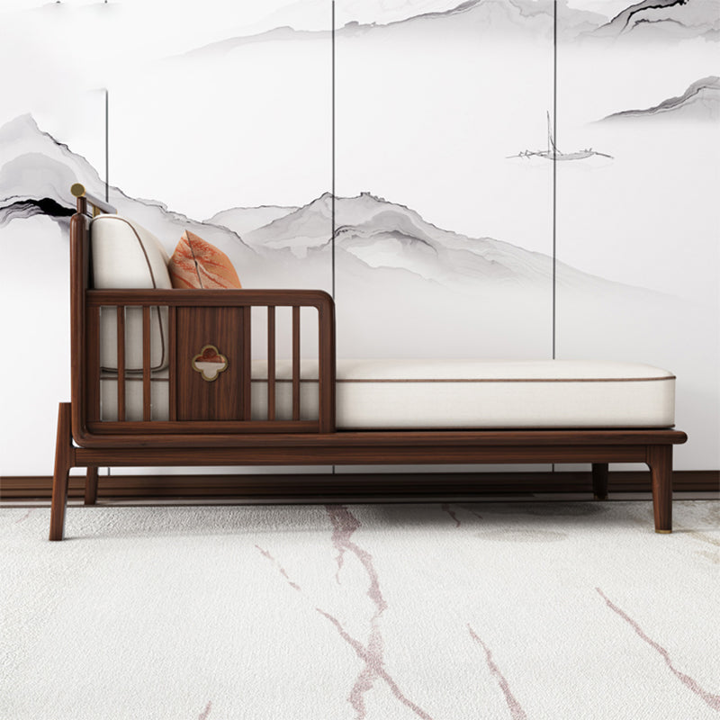 Traditional Living Room Cotton Chaise Rolled Arms Upholstered Chaise Lounge