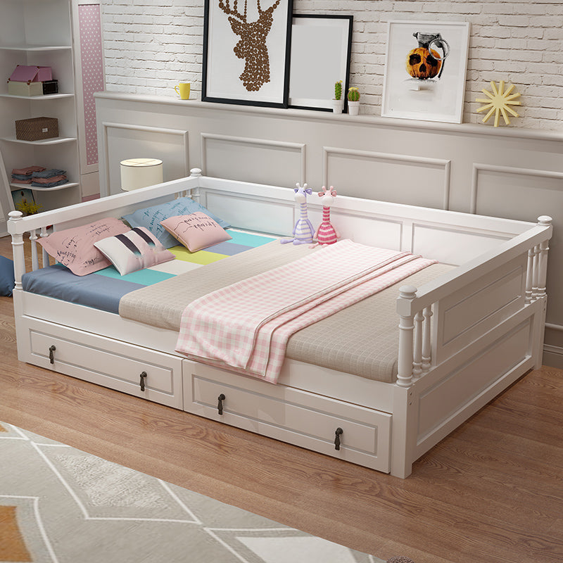 Contemporary Solid Wood Baby Crib with Guardrails Nursery Bed