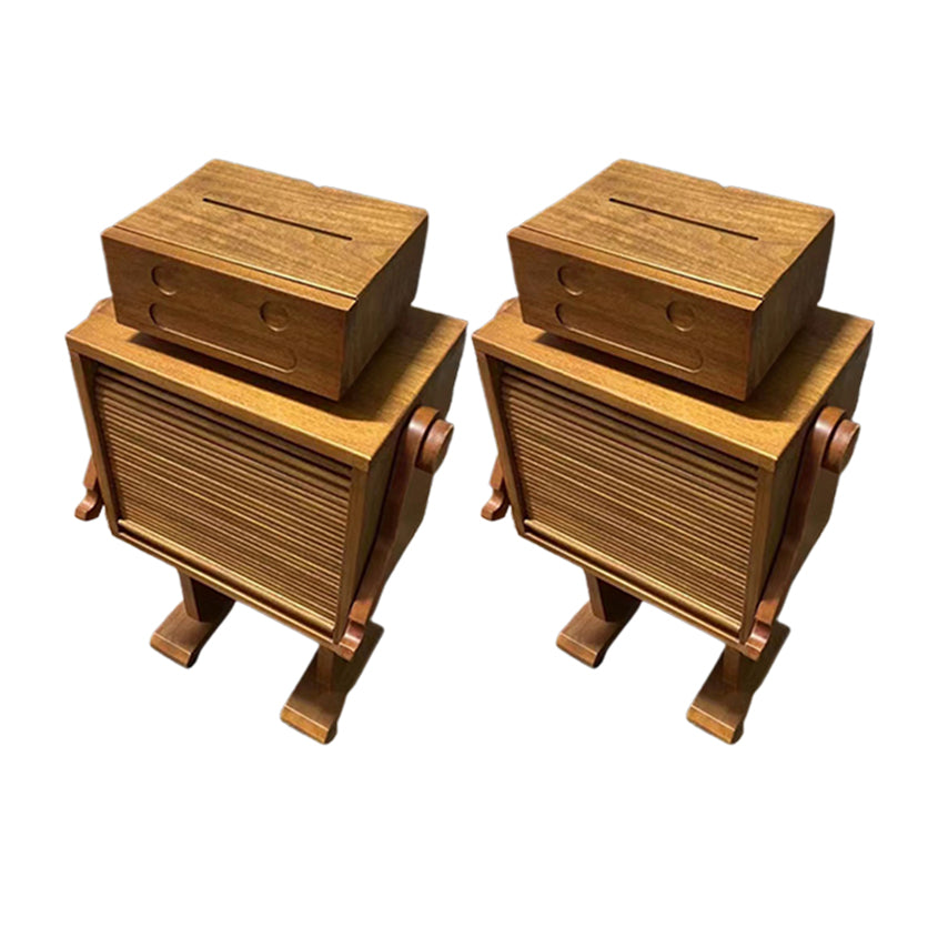 32.3" H Wooden Kids Nightstand Modern Robot Nightstand with Storage