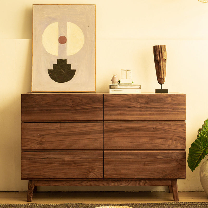 Traditional Horizontal Double Dresser Wood Storage Dresser for Bedroom