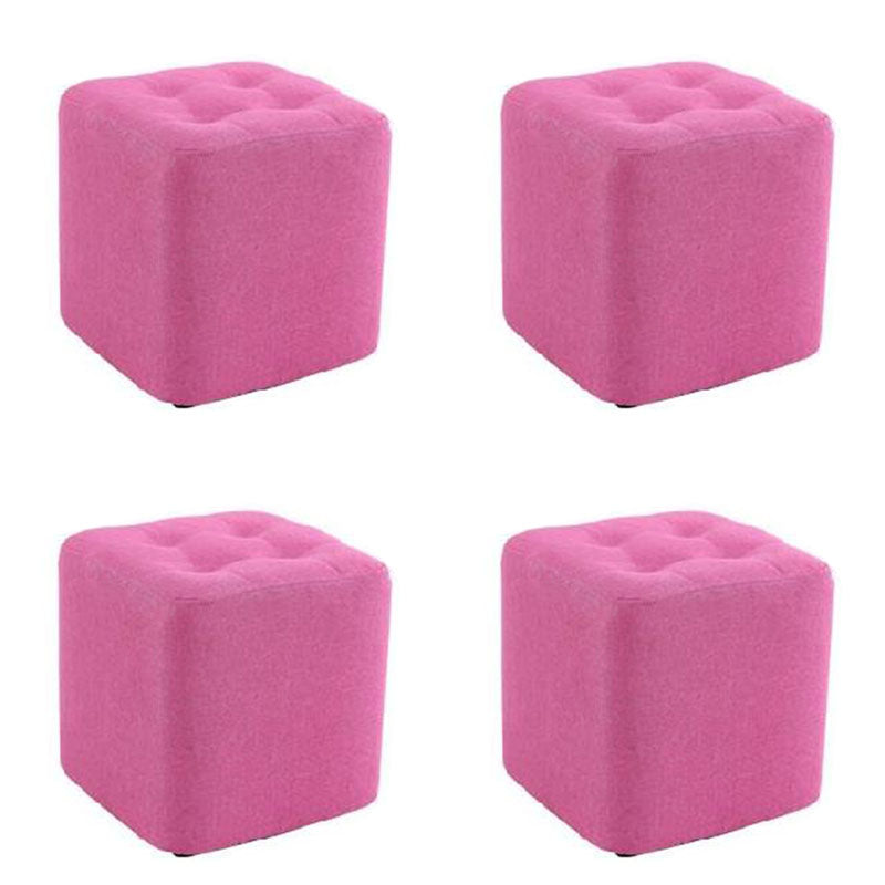 Modern Pouf Ottoman Cotton Fade Resistant Upholstered Tufted Square Ottoman