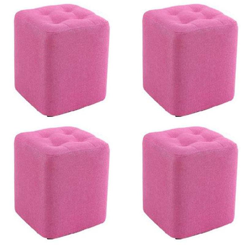 Modern Pouf Ottoman Cotton Fade Resistant Upholstered Tufted Square Ottoman