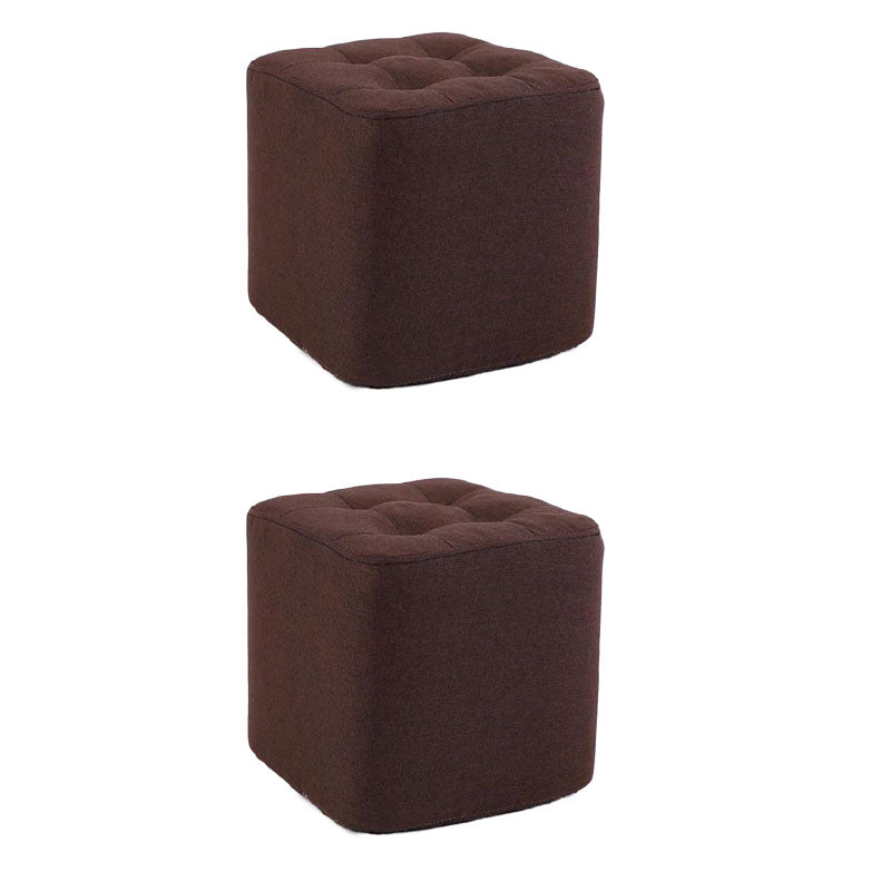 Modern Pouf Ottoman Cotton Fade Resistant Upholstered Tufted Square Ottoman