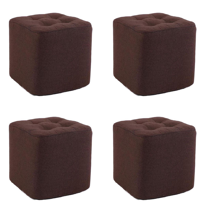 Modern Pouf Ottoman Cotton Fade Resistant Upholstered Tufted Square Ottoman