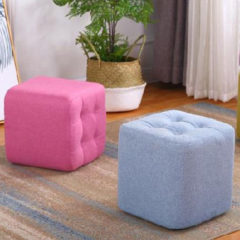 Modern Pouf Ottoman Cotton Fade Resistant Upholstered Tufted Square Ottoman