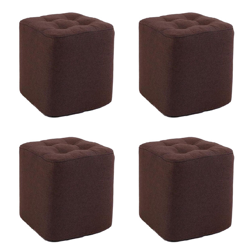 Modern Pouf Ottoman Cotton Fade Resistant Upholstered Tufted Square Ottoman