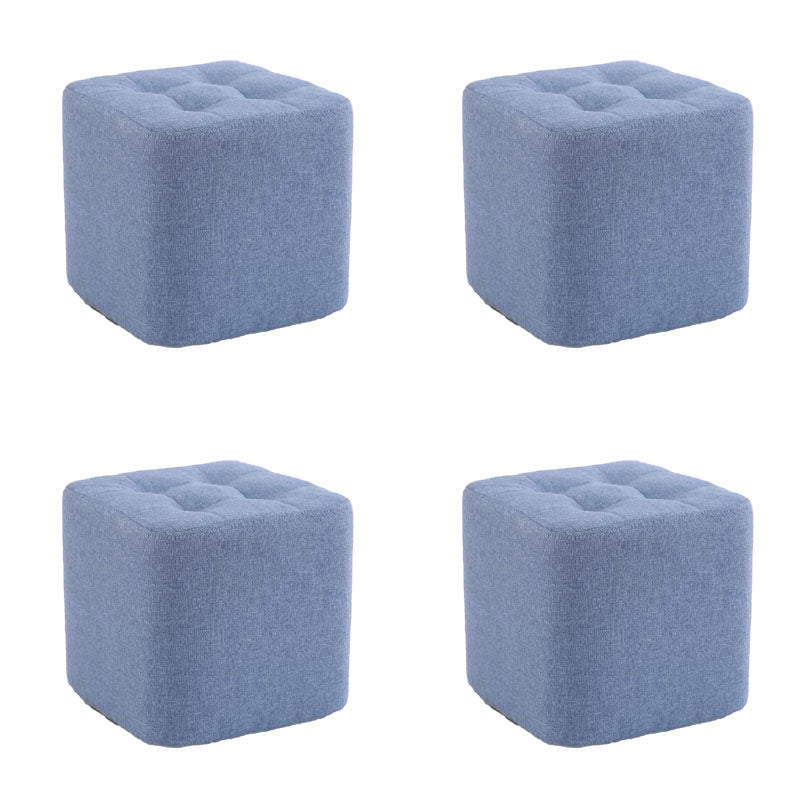 Modern Pouf Ottoman Cotton Fade Resistant Upholstered Tufted Square Ottoman