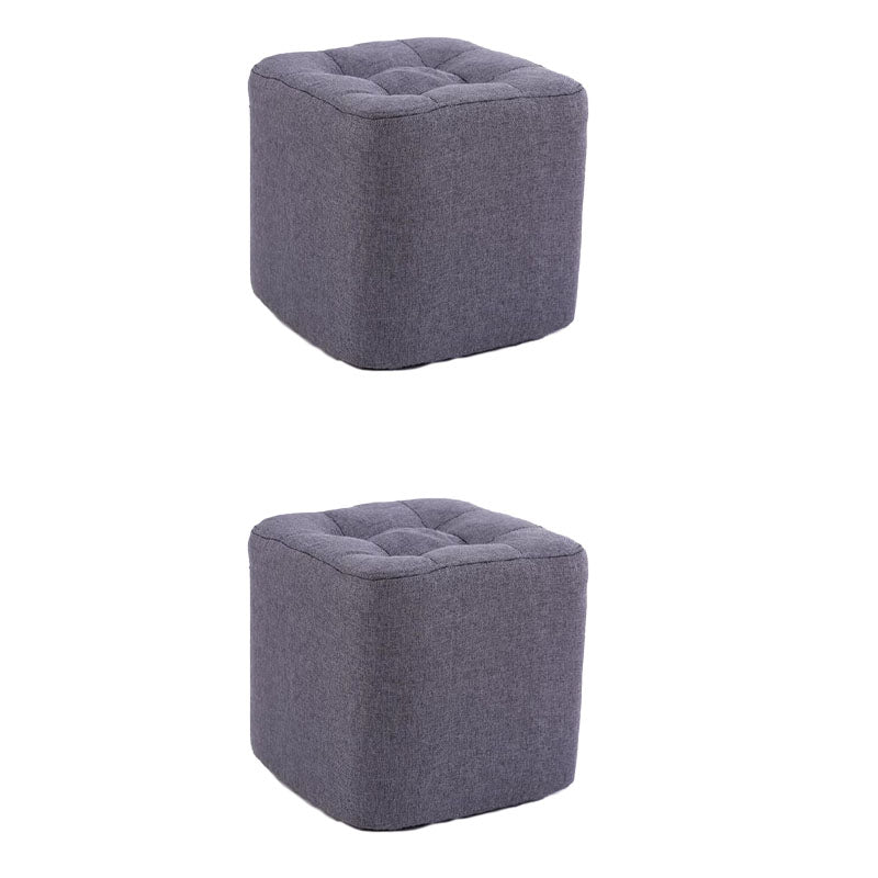 Modern Pouf Ottoman Cotton Fade Resistant Upholstered Tufted Square Ottoman