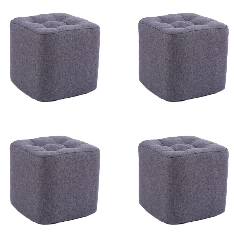Modern Pouf Ottoman Cotton Fade Resistant Upholstered Tufted Square Ottoman