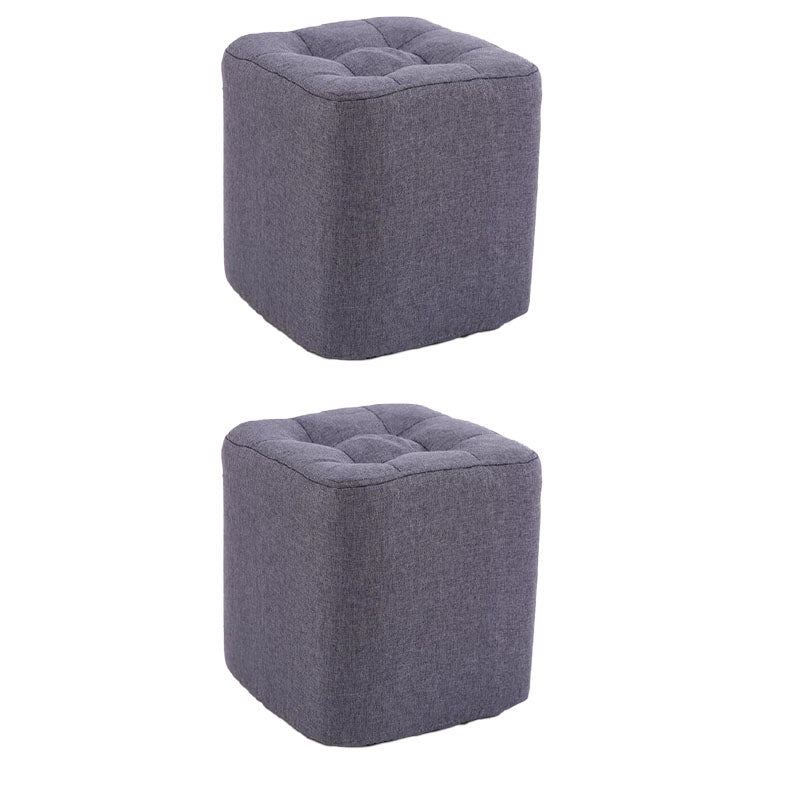Modern Pouf Ottoman Cotton Fade Resistant Upholstered Tufted Square Ottoman
