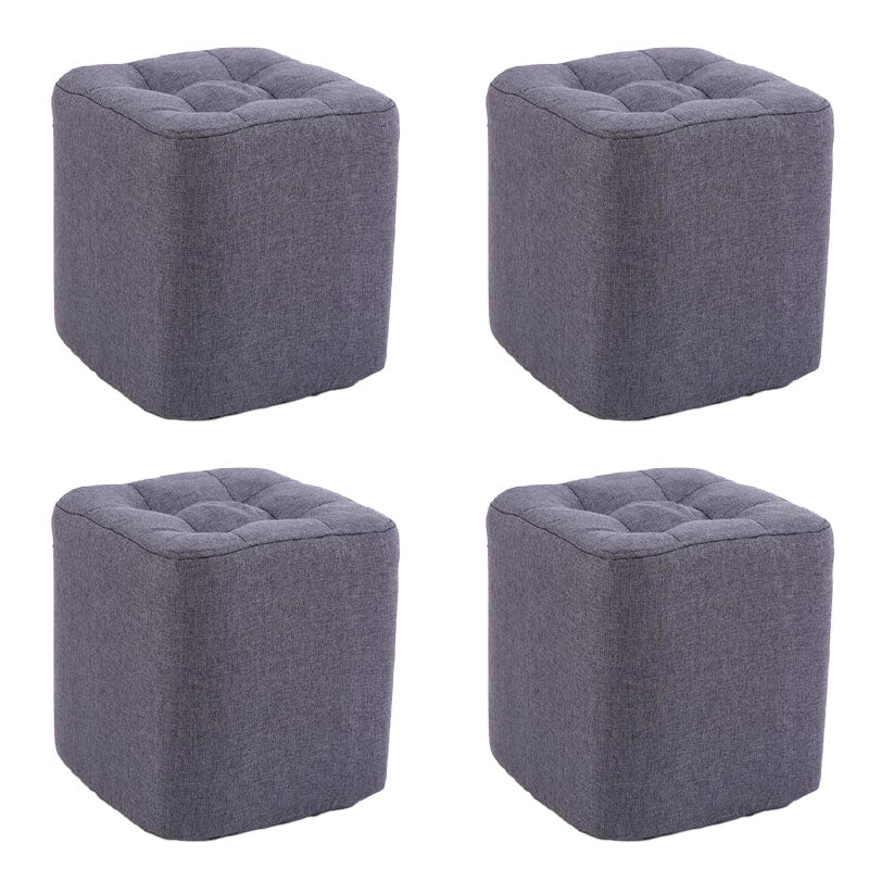 Modern Pouf Ottoman Cotton Fade Resistant Upholstered Tufted Square Ottoman