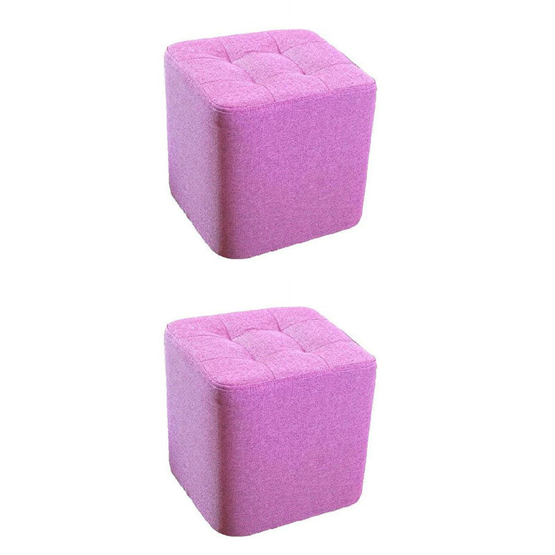 Modern Pouf Ottoman Cotton Fade Resistant Upholstered Tufted Square Ottoman