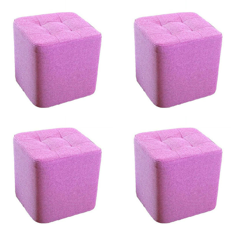 Modern Pouf Ottoman Cotton Fade Resistant Upholstered Tufted Square Ottoman