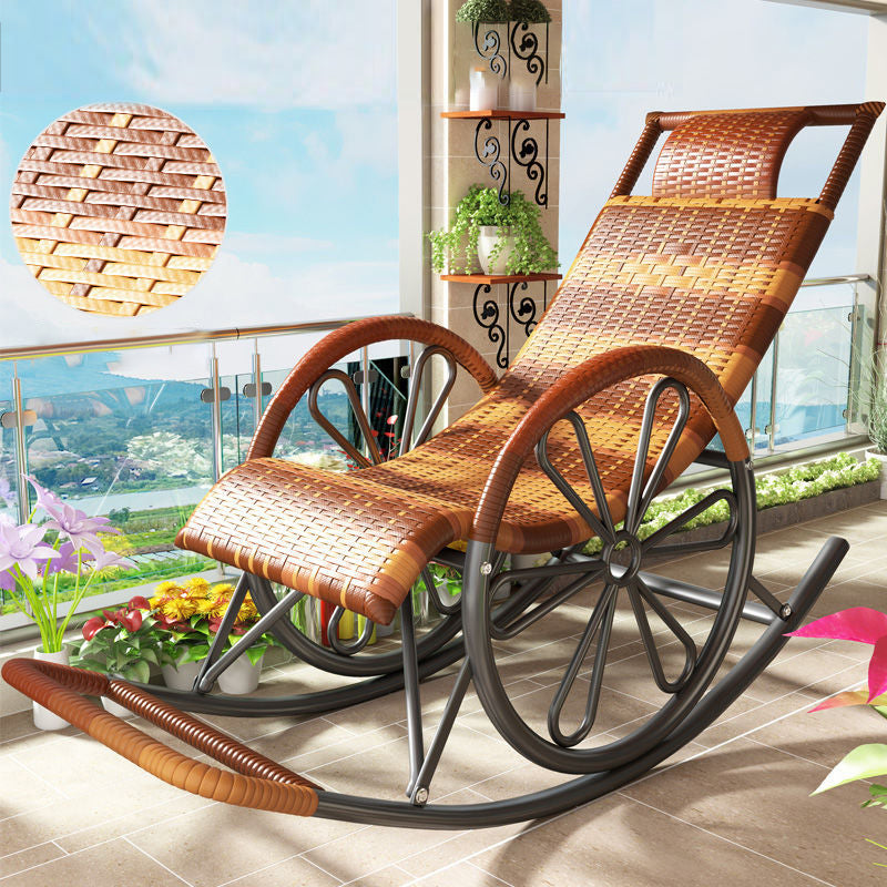 Natural Rattan Rocking Chair Balcony Rocking Chair for Living Room and Bedroom
