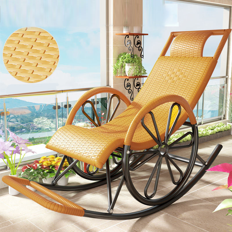 Natural Rattan Rocking Chair Balcony Rocking Chair for Living Room and Bedroom