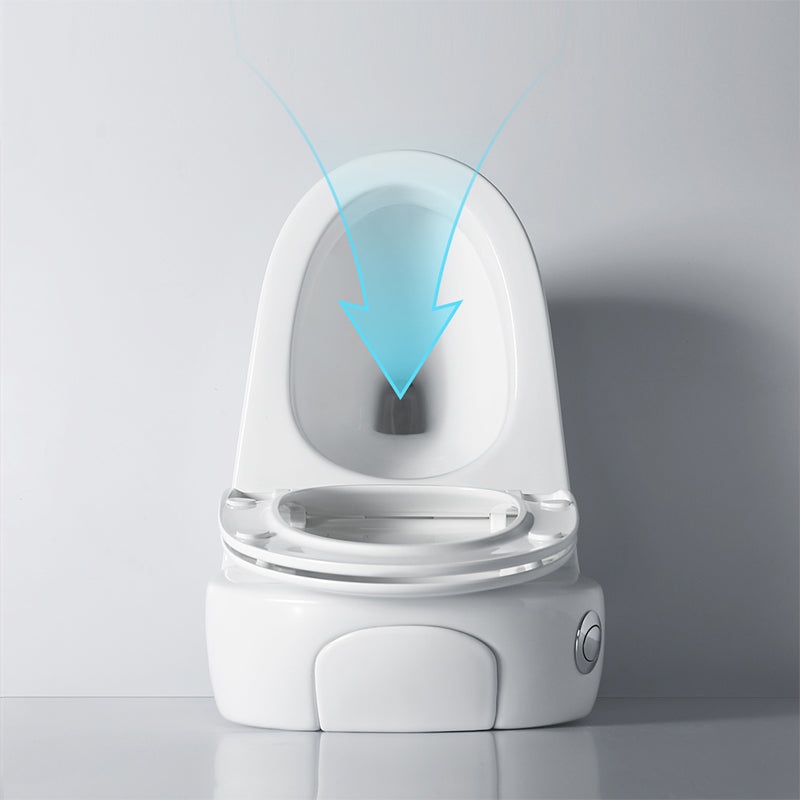 Contemporary Ceramic Toilet Bowl White Floor Mounted Urine Toilet with Seat for Washroom