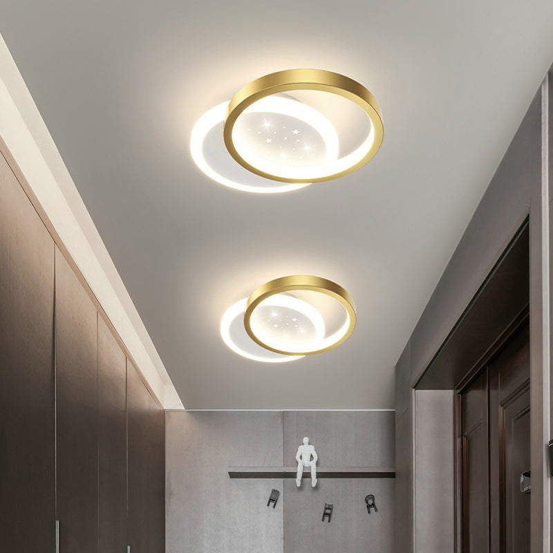 Simple LED Ceiling Light Fixture Metal Flush Mount Entry Light