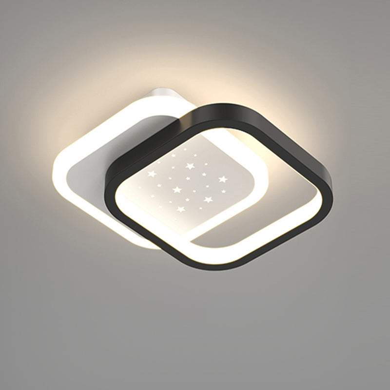 Simple LED Ceiling Light Fixture Metal Flush Mount Entry Light