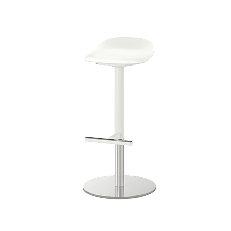 White Bar Stools Adjustable Height Swivel Dining Stools with Metal Base