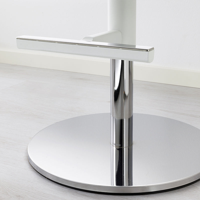 White Bar Stools Adjustable Height Swivel Dining Stools with Metal Base