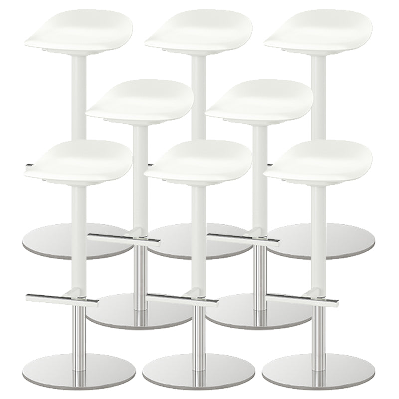 White Bar Stools Adjustable Height Swivel Dining Stools with Metal Base