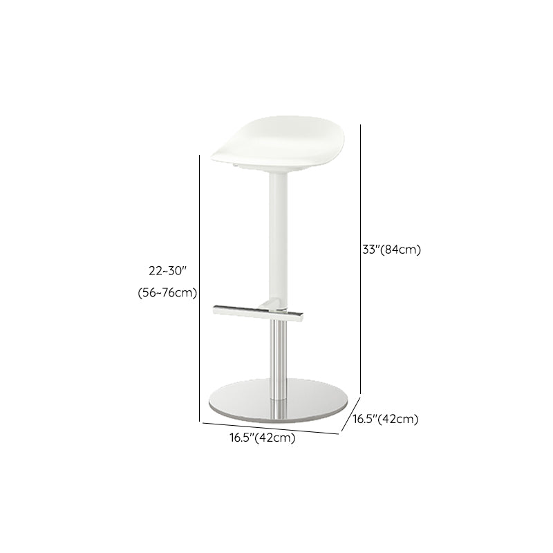White Bar Stools Adjustable Height Swivel Dining Stools with Metal Base